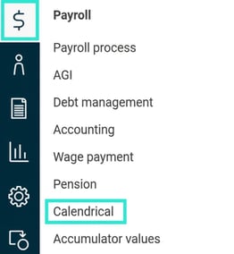 The image shows the menu option for Calendrical