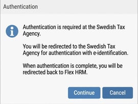 The image shows the information box regarding authentication at the Swedish Tax Agency.