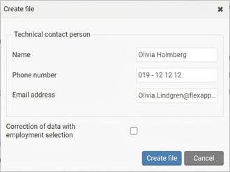 The image shows box with information about technical contact person.