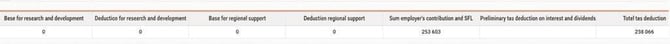 The image shows the summaries of the main data for the PAYE return on individual level.