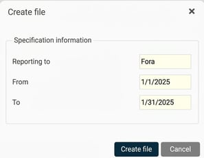 The image shows a dialog box with base information for the file being created.
