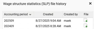 The image shows the list of created specifications with files.
