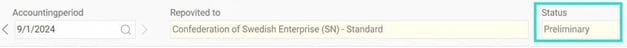 The image shows the status field where the status is displayed as 