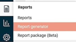 The image shows the menu entry for the Report generator.