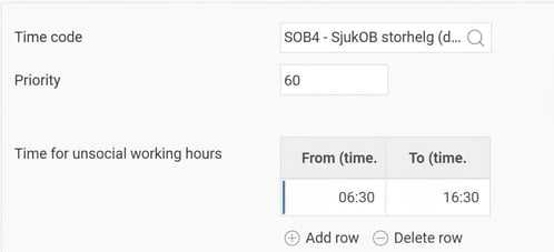 Rule for time code SOB4.