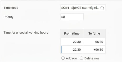 Rule for time code SOB4.