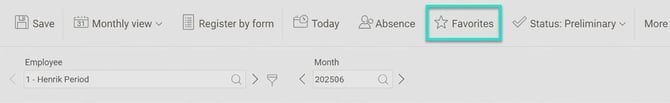 The Favourites icon in the time report's menu.