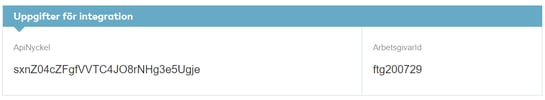Exempelbild på hur man ser integrationsuppgifterna på arbetsgivarintyg.nu.
