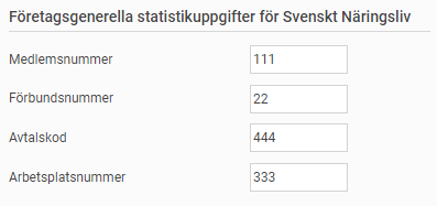 Bilden visar företagsinställningar för statistikuppgifter till Svenskt Näringsliv.