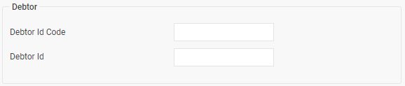 Bilden visar fälten "Debtor Id Code" och "Debtor Id".