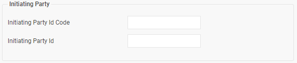 Bilden visar fälten för "Initiating Party Id Code" och "Initiating Party Id".