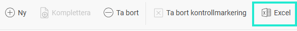 Bilden visar knappen för att exportera underlaget till Excel.
