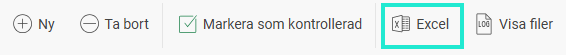 Bilden visar knappen för att exportera underlaget till Excel..