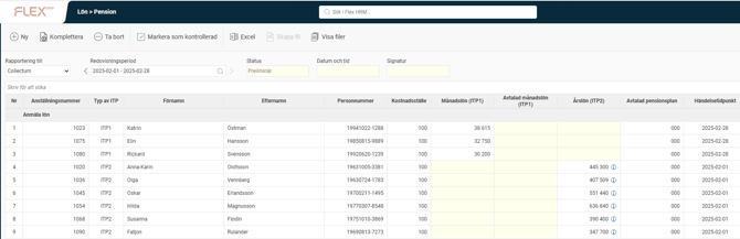 Bilden visar översikten av ett skapat underlag för Collectum.