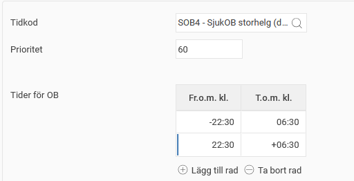 Regel för tidkod SOB4.