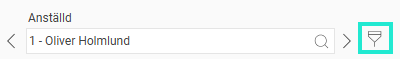 Bilden visar filter-symbolen till höger om fältet för anställda.